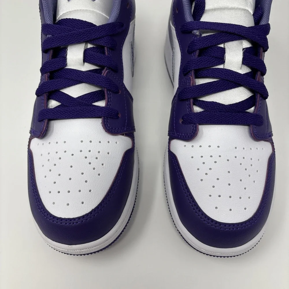 Air Jordan 1 Low Shoes Purple Big Kids (GS) Size 6Y/Women 7.5